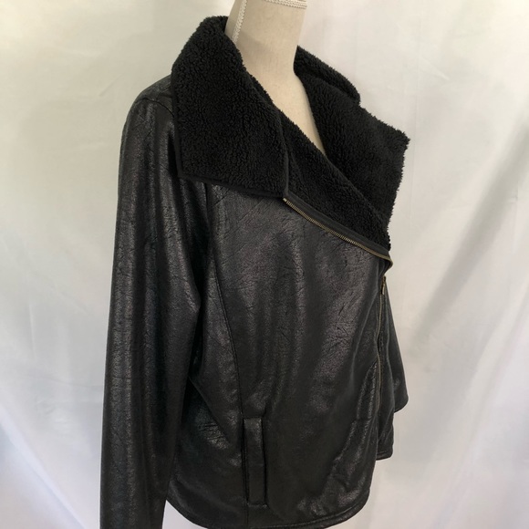 RALPH LAUREN Faux Shearling Moto Jacket 1X Plus - Picture 4 of 6